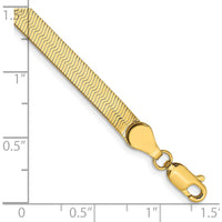 14K Yellow Gold 7" 4mm Herringbone Bracelet with Lobster Clasp by 0