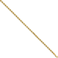 14K Yellow Gold 7" 4mm Semi-Solid Diamond-Cut Rope Chain with Lobster Clasp by Oro Pregiato