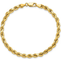 14K Yellow Gold 7" 4mm Semi-Solid Diamond-Cut Rope Chain with Lobster Clasp by Oro Pregiato