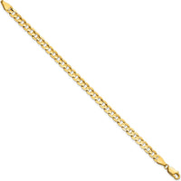14K Yellow Gold 7" 5.25mm Open Concave Curb Chain Bracelet with Lobster Clasp by Oro Pregiato