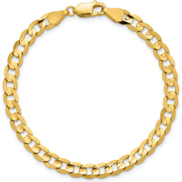 14K Yellow Gold 7" 5.25mm Open Concave Curb Chain Bracelet with Lobster Clasp by Oro Pregiato