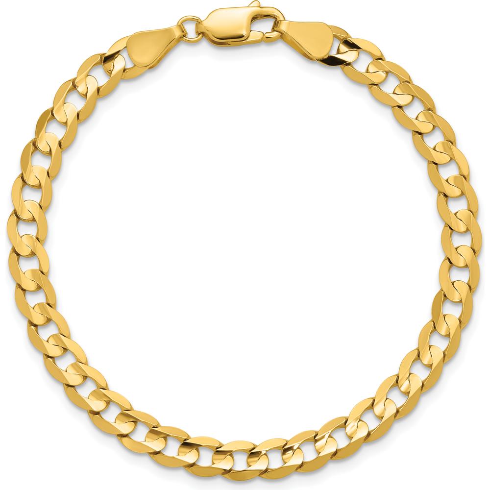 14K Yellow Gold 7" 5.25mm Open Concave Curb Chain Bracelet with Lobster Clasp by Oro Pregiato