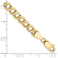 14K Yellow Gold 7" 5.25mm Semi-Solid Curb Chain Bracelet with Lobster Clasp by Oro Pregiato