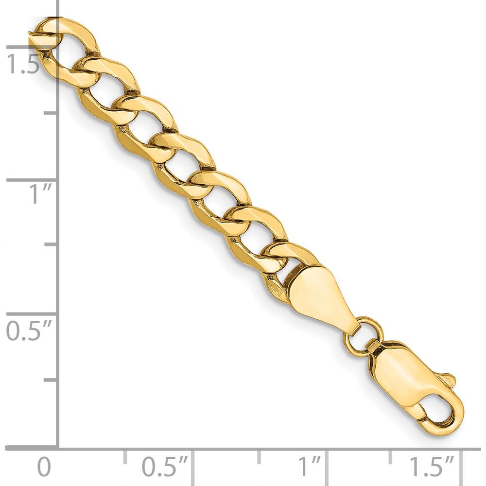 14K Yellow Gold 7" 5.25mm Semi-Solid Curb Chain Bracelet with Lobster Clasp by Oro Pregiato