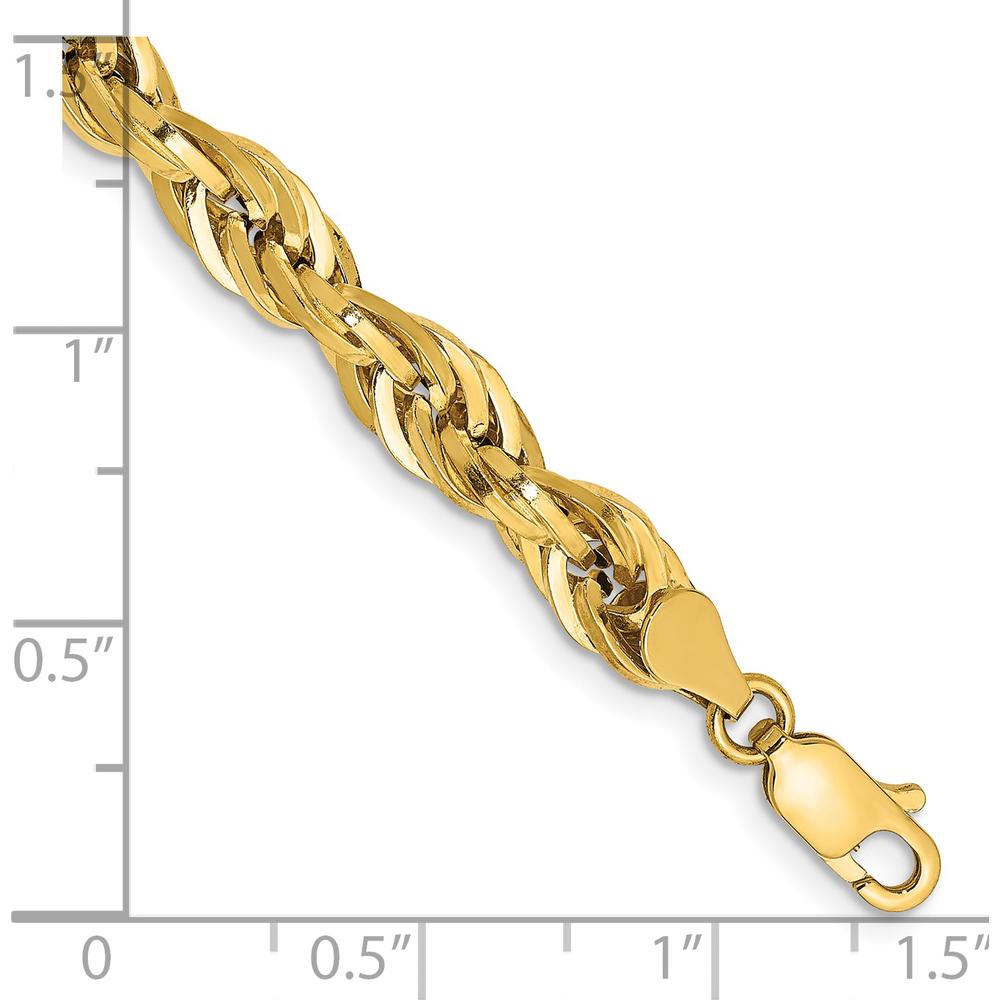 14K Yellow Gold 7" 5.4mm Semi-Solid Rope Chain Bracelet with Lobster Clasp by Oro Pregiato