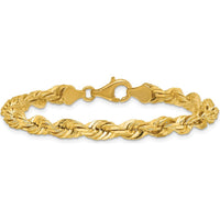 14K Yellow Gold 7" 5.5mm Solid Diamond-Cut Rope Chain with Fancy Lobster Clasp