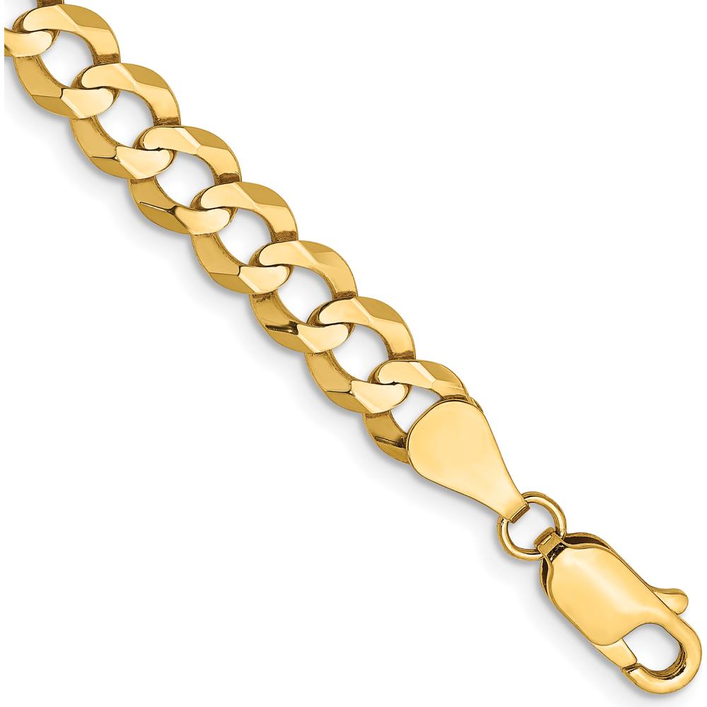 14K Yellow Gold 7" 5.9mm Lightweight Flat Cuban Link Bracelet with Lobster Clasp by Oro Pregiato