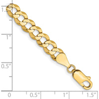 14K Yellow Gold 7" 5.9mm Lightweight Flat Cuban Link Bracelet with Lobster Clasp by Oro Pregiato