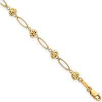 14K Yellow Gold 7.5" Bracelet with Diamond-Cut Puffed Heart Links by 0