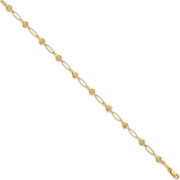 14K Yellow Gold 7.5" Bracelet with Diamond-Cut Puffed Heart Links by 0