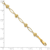 14K Yellow Gold 7.5" Bracelet with Diamond-Cut Puffed Heart Links by 0