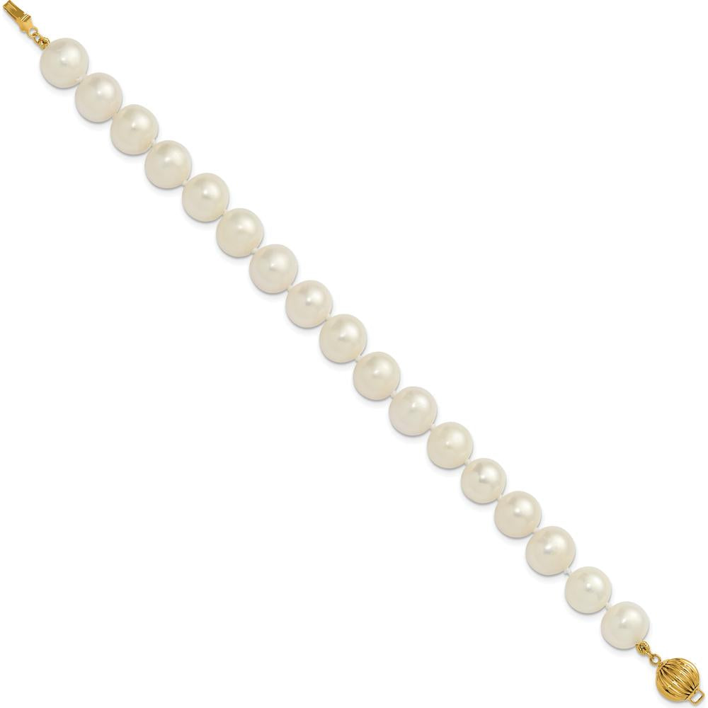 14K Yellow Gold 7.5" Bracelet with Near-Round Freshwater Pearls - 9-10mm by Monteluci Fine Jewelry