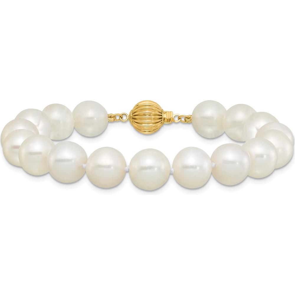 14K Yellow Gold 7.5" Bracelet with Near-Round Freshwater Pearls - 9-10mm by Monteluci Fine Jewelry