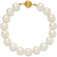 14K Yellow Gold 7.5" Bracelet with Near-Round Freshwater Pearls - 9-10mm by Monteluci Fine Jewelry
