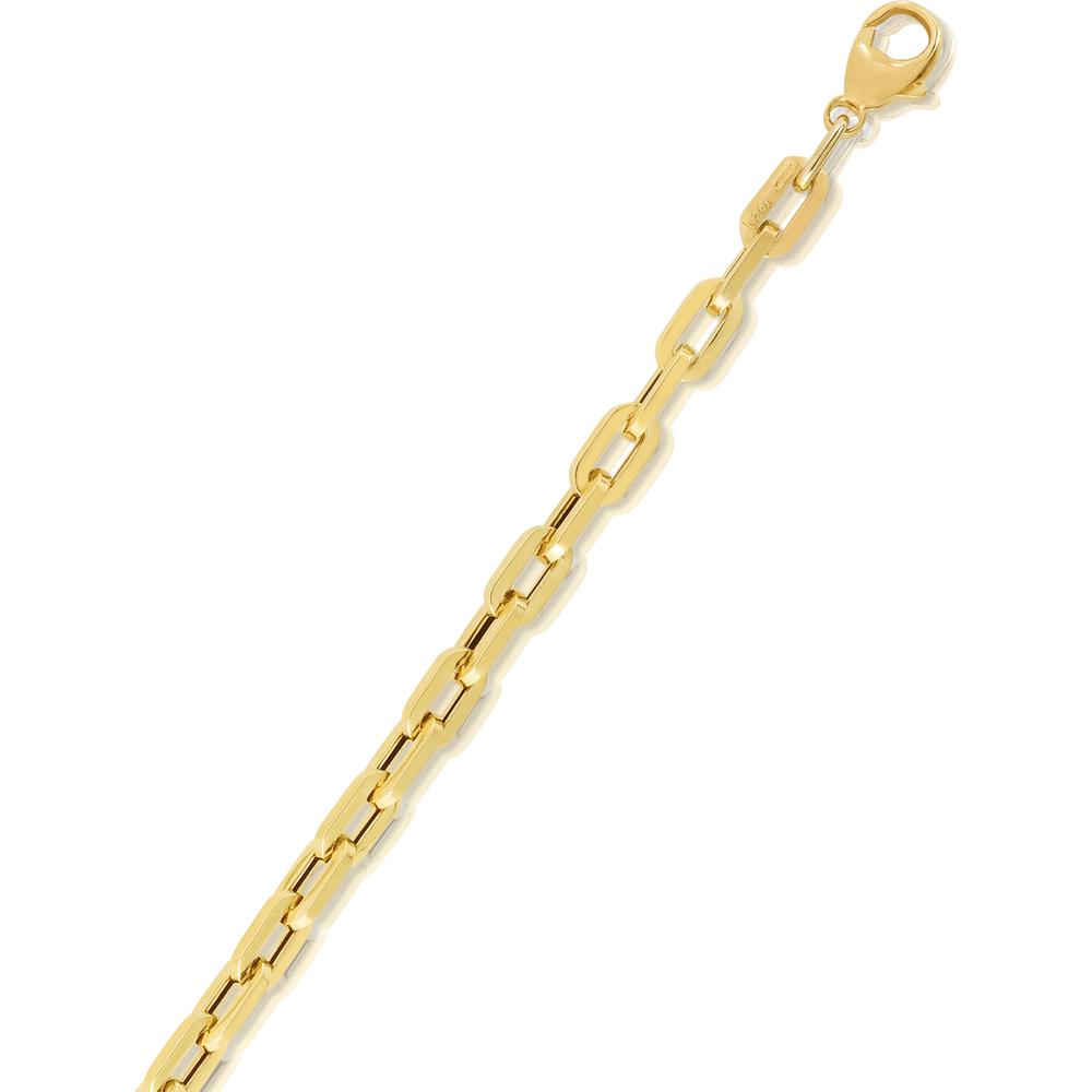 14K Yellow Gold 7.5" Corto Link Paperclip Chain Bracelet with Polished Finish by Orozza Fine Jewelry