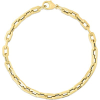 14K Yellow Gold 7.5" Corto Link Paperclip Chain Bracelet with Polished Finish by Orozza Fine Jewelry
