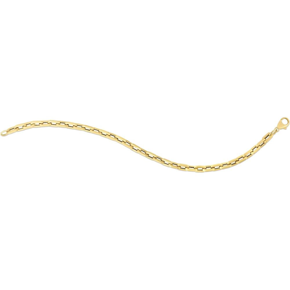 14K Yellow Gold 7.5" Corto Link Paperclip Chain Bracelet with Polished Finish by Orozza Fine Jewelry