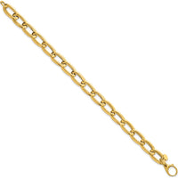 14K Yellow Gold 7.5" Curb Link Bracelet with Polished and Textured 8mm Links by 0