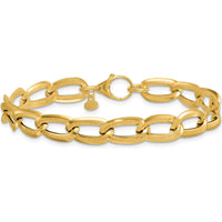 14K Yellow Gold 7.5" Curb Link Bracelet with Polished and Textured 8mm Links by 0
