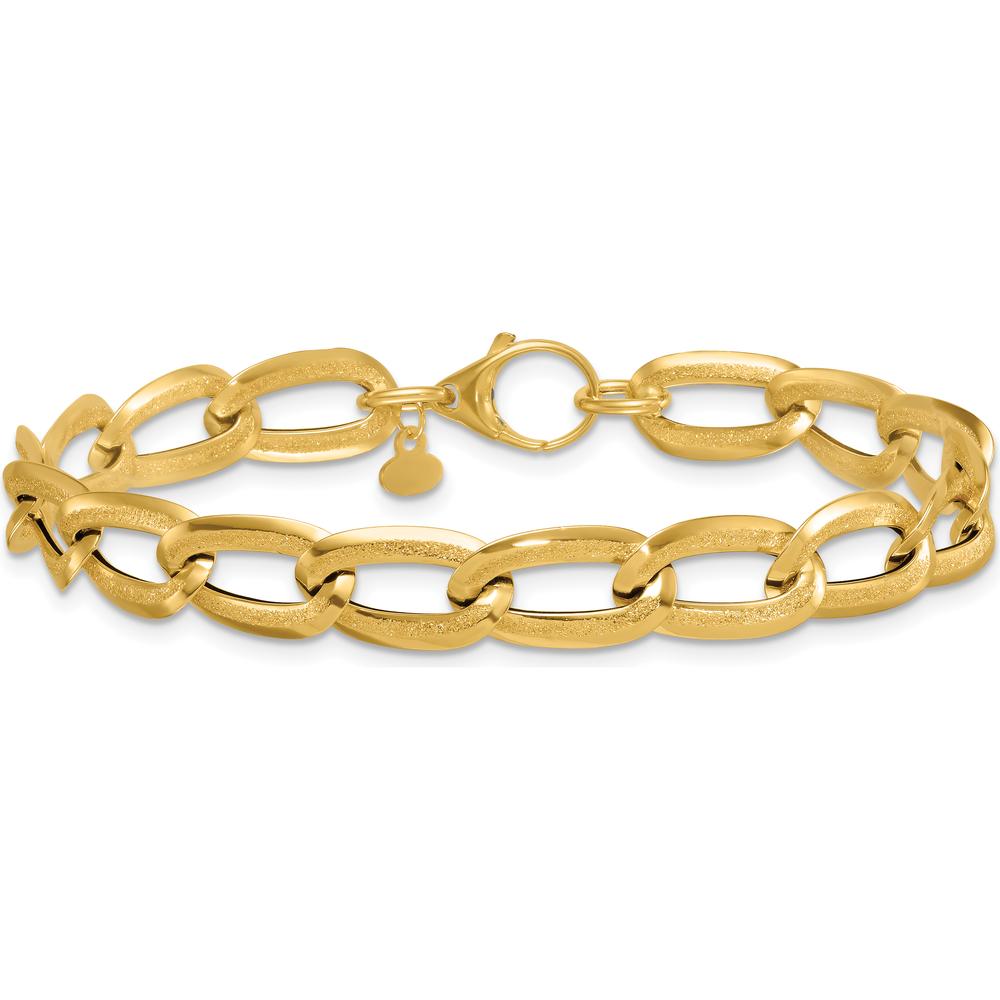 14K Yellow Gold 7.5" Curb Link Bracelet with Polished and Textured 8mm Links by 0