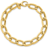 14K Yellow Gold 7.5" Curb Link Bracelet with Polished and Textured 8mm Links by 0