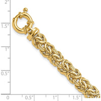 14K Yellow Gold 7.5" Fancy 8mm Flat Byzantine Bracelet with Polished Finish by 0