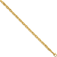 14K Yellow Gold 7.5" Fancy Cable Chain Bracelet with Polished and Brushed Finish - 6.5mm by 0