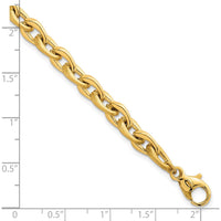 14K Yellow Gold 7.5" Fancy Cable Chain Bracelet with Polished and Brushed Finish - 6.5mm by 0