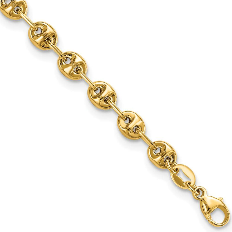 14K Yellow Gold 7.5" Fancy Link Bracelet - 4.1mm Width by 0