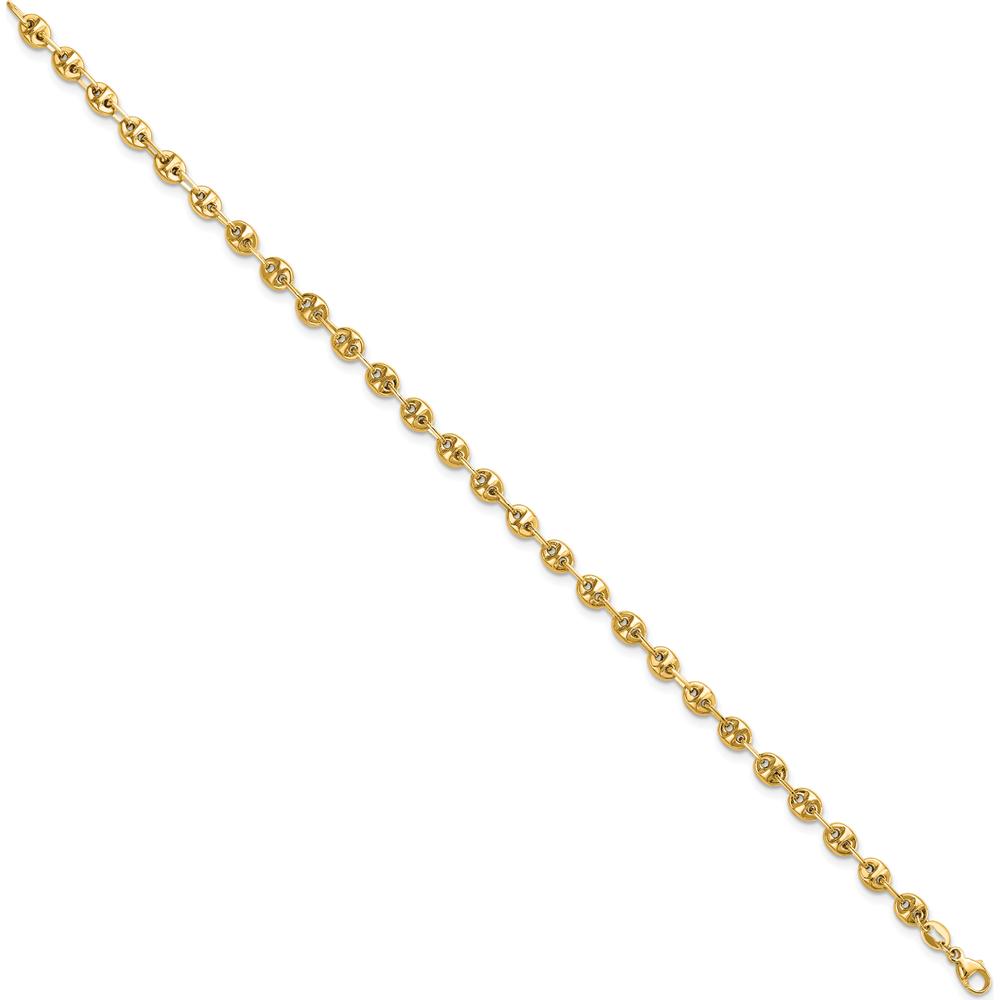 14K Yellow Gold 7.5" Fancy Link Bracelet - 4.1mm Width by 0