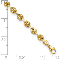 14K Yellow Gold 7.5" Fancy Link Bracelet - 4.1mm Width by 0