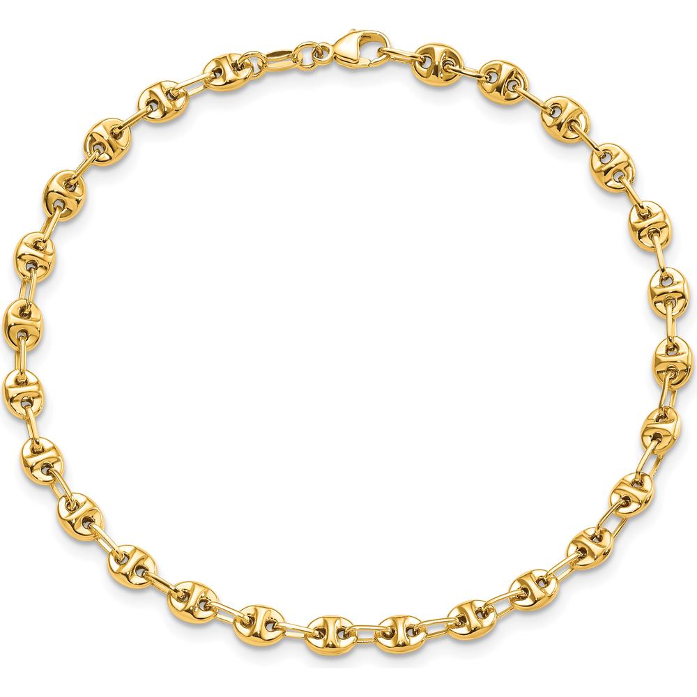 14K Yellow Gold 7.5" Fancy Link Bracelet - 4.1mm Width by 0