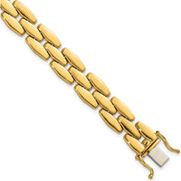 14K Yellow Gold 7.5" Fancy Link Bracelet with High Polish Finish - 10.8mm Wide by 0