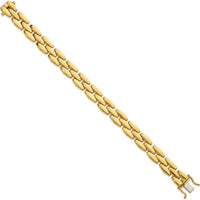 14K Yellow Gold 7.5" Fancy Link Bracelet with High Polish Finish - 10.8mm Wide by 0