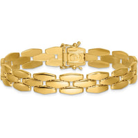 14K Yellow Gold 7.5" Fancy Link Bracelet with High Polish Finish - 10.8mm Wide by 0