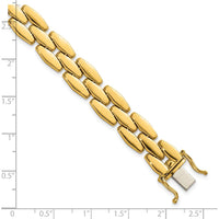 14K Yellow Gold 7.5" Fancy Link Bracelet with High Polish Finish - 10.8mm Wide by 0