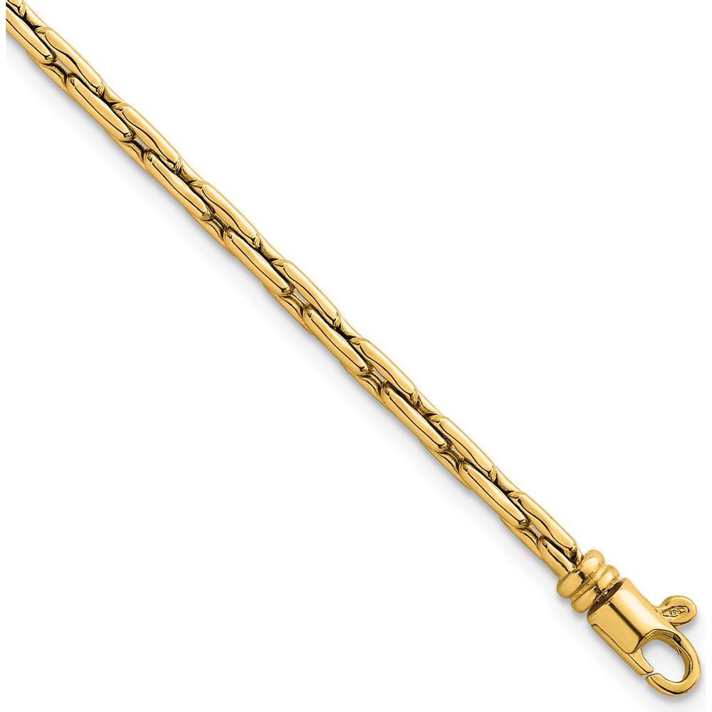 14K Yellow Gold 7.5" Fancy Link Bracelet with Polished 2.9mm Chain and Lobster Clasp by 0
