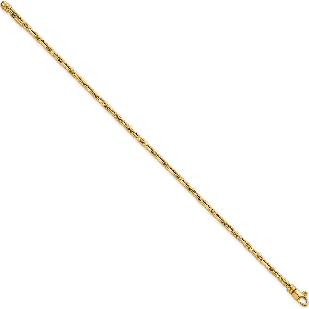 14K Yellow Gold 7.5" Fancy Link Bracelet with Polished 2.9mm Chain and Lobster Clasp by 0