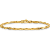 14K Yellow Gold 7.5" Fancy Link Bracelet with Polished 2.9mm Chain and Lobster Clasp by 0