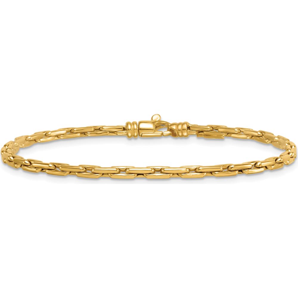 14K Yellow Gold 7.5" Fancy Link Bracelet with Polished 2.9mm Chain and Lobster Clasp by 0