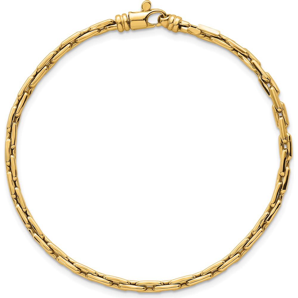 14K Yellow Gold 7.5" Fancy Link Bracelet with Polished 2.9mm Chain and Lobster Clasp by 0