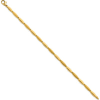 14K Yellow Gold 7.5" Fancy Oval Bar Link Bracelet with Brushed and Polished Finish - 4mm by 0
