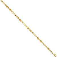 14K Yellow Gold 7.5" Fancy Paperclip and Puffed Anchor/Mariner Link Bracelet by 0