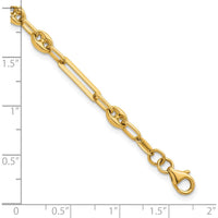 14K Yellow Gold 7.5" Fancy Paperclip and Puffed Anchor/Mariner Link Bracelet by 0