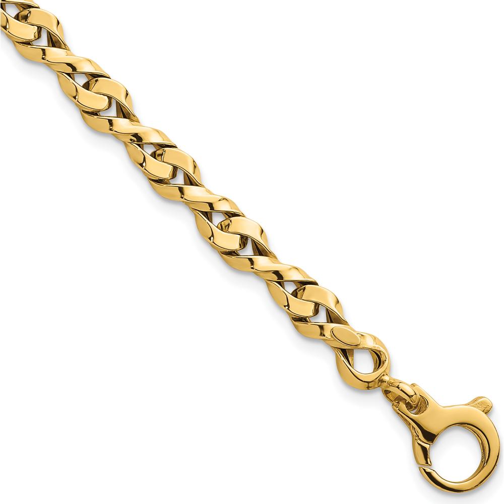 14K Yellow Gold 7.5" Fancy Twisted Link Bracelet - 4.7mm Width by 0