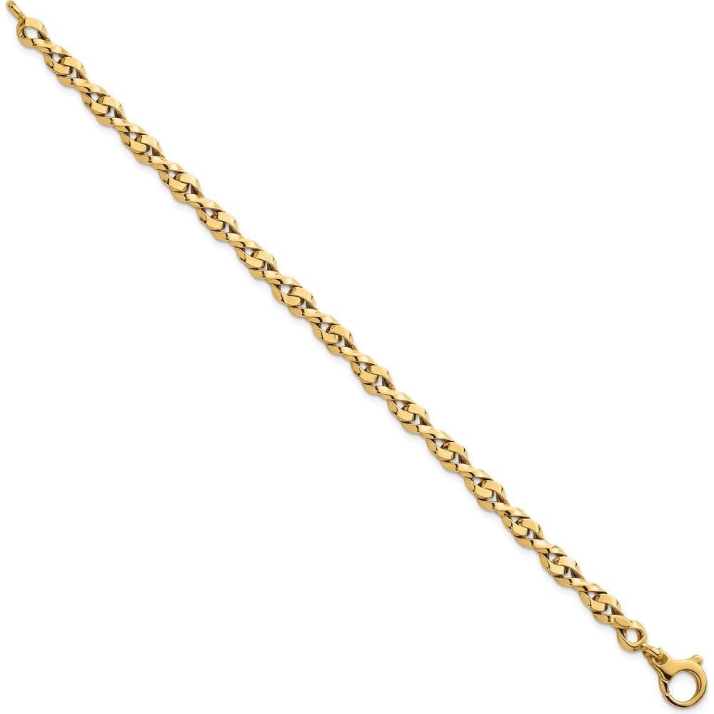 14K Yellow Gold 7.5" Fancy Twisted Link Bracelet - 4.7mm Width by 0