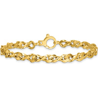 14K Yellow Gold 7.5" Fancy Twisted Link Bracelet - 4.7mm Width by 0
