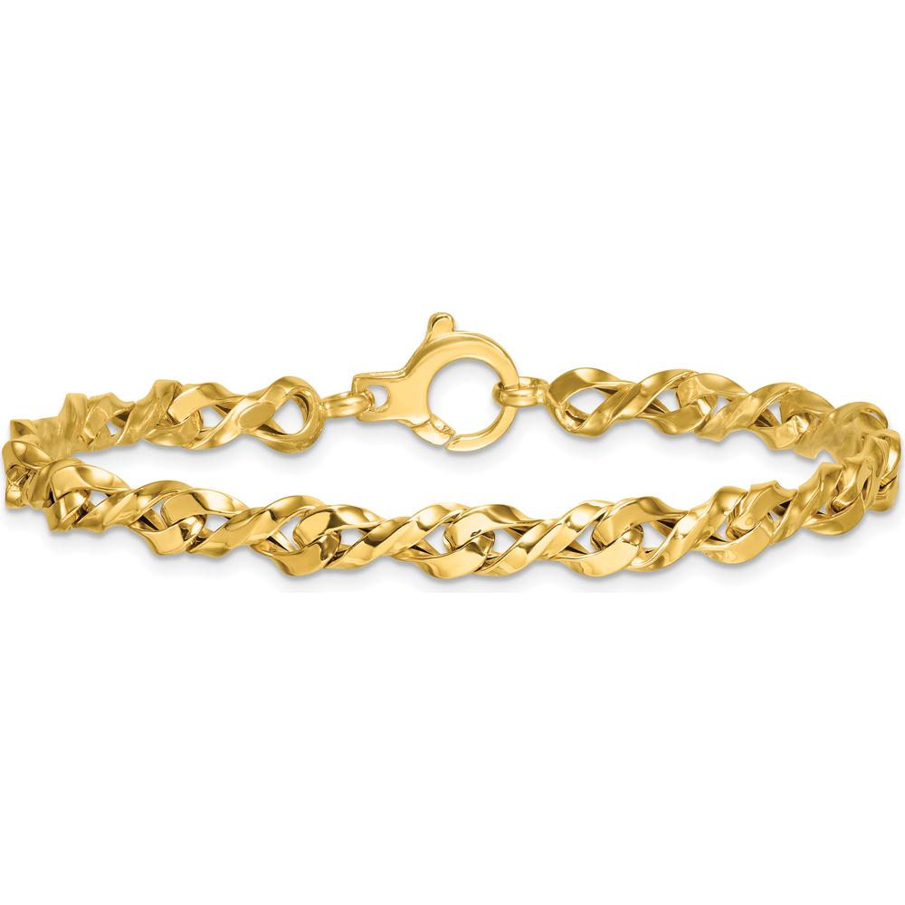14K Yellow Gold 7.5" Fancy Twisted Link Bracelet - 4.7mm Width by 0