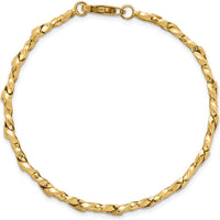 14K Yellow Gold 7.5" Fancy Twisted Link Bracelet - 4.7mm Width by 0