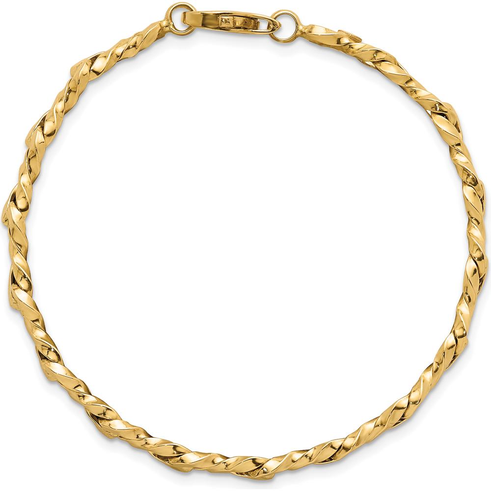 14K Yellow Gold 7.5" Fancy Twisted Link Bracelet - 4.7mm Width by 0
